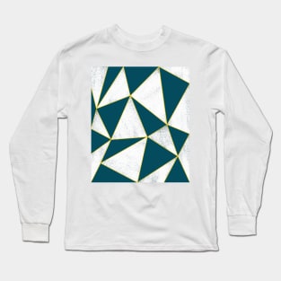 Its Getting Colder // Abstract Geometric Blue and White Pattern Long Sleeve T-Shirt